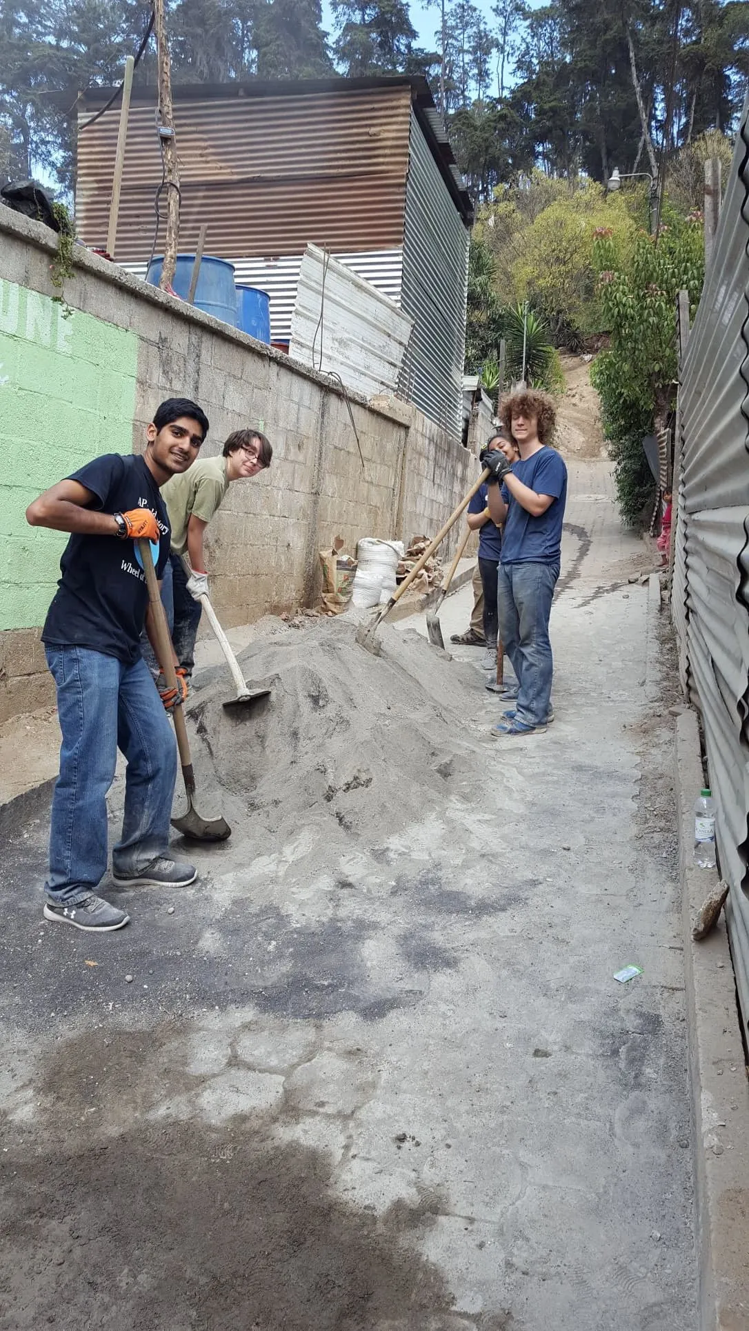 Mixing concrete outside the build site